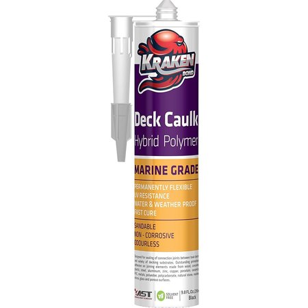 KRAKENBOND Krakenbond Deck Caulk - Hybrid Polymer Sealant - All Purpose Industrial Adhesive & Sealants, 9.8 oz, Black KR804APS
